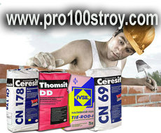 Сухі суміші Полімін, клей Церезіт, штукатурка Бауміт, КЕМА